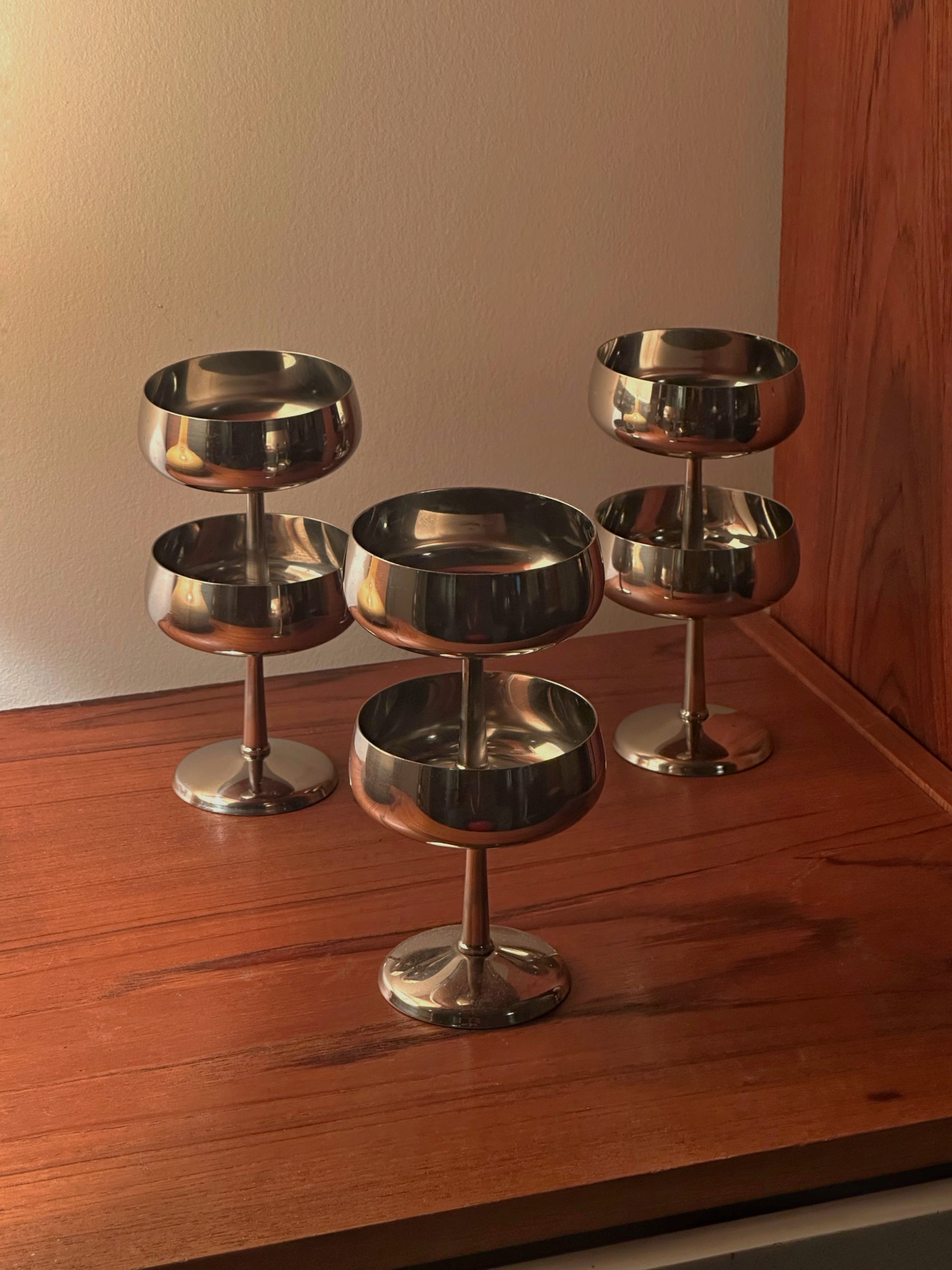 Stainless Steel Coupe Glass Set of 6 c.1970