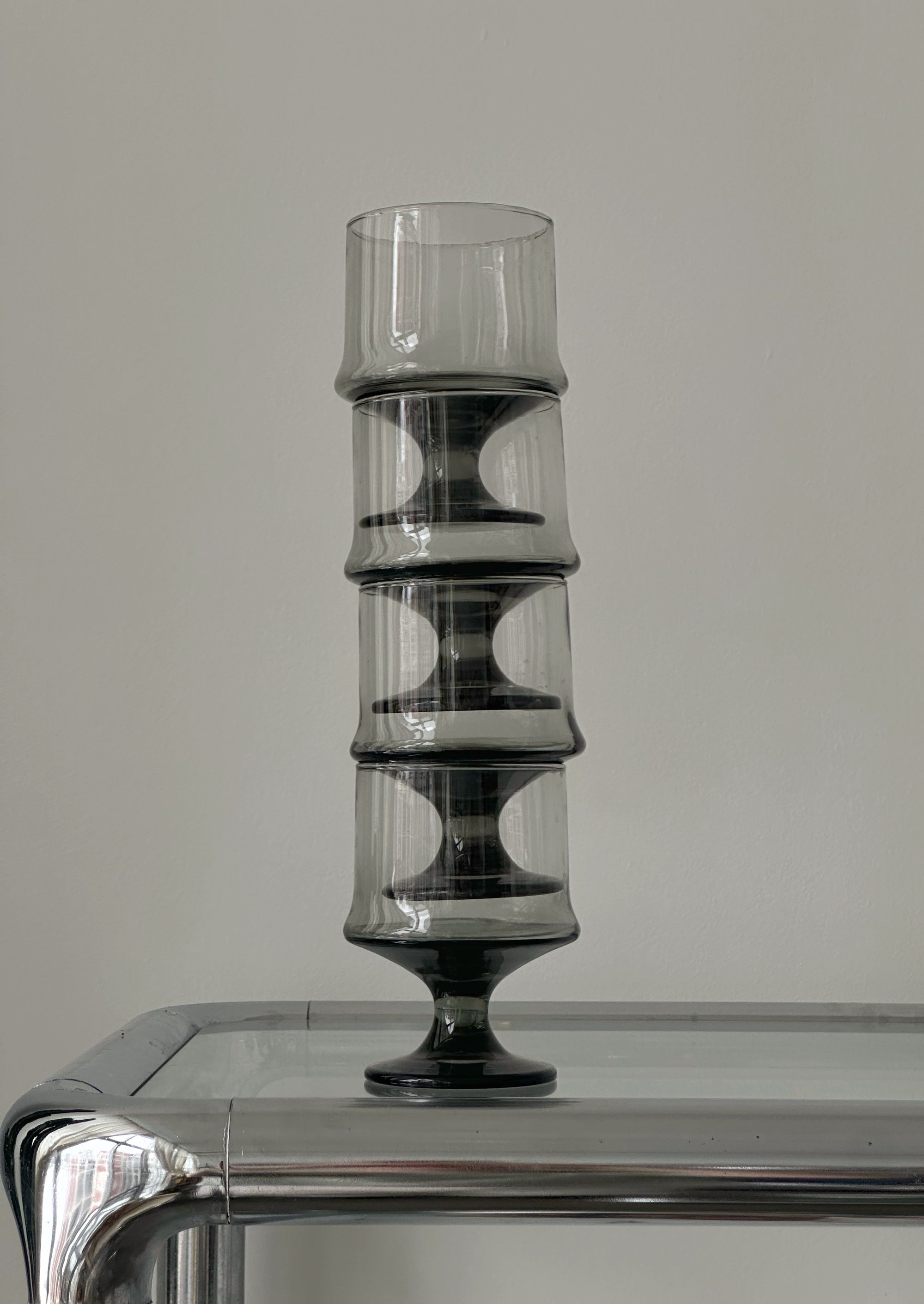 Smoked Wine Glass Set of 4 by Libbey c. 1970