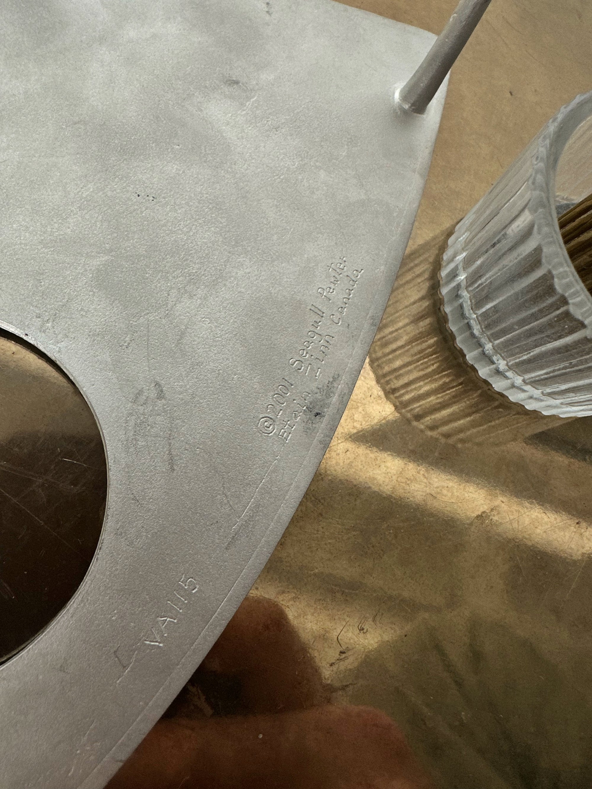 Pewter Fern Ikebana-Style Vase by Seagull Pewter c.2001