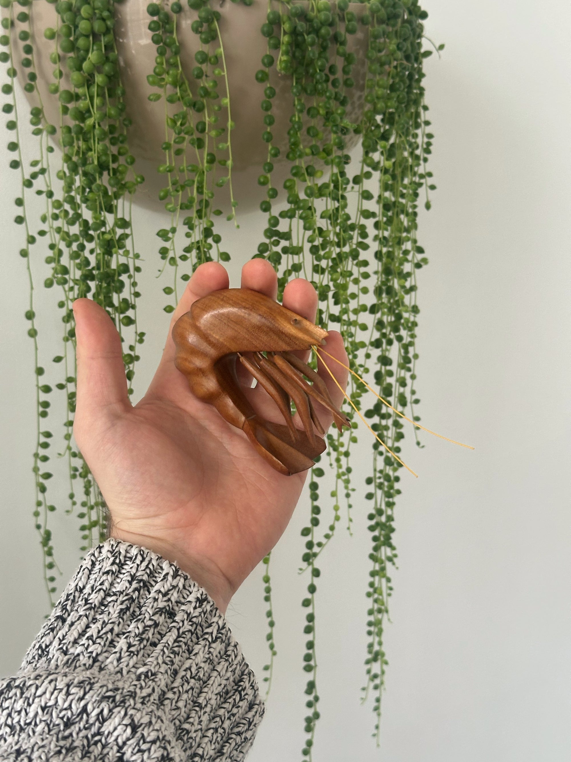 Hand Carved Teak Shrimp