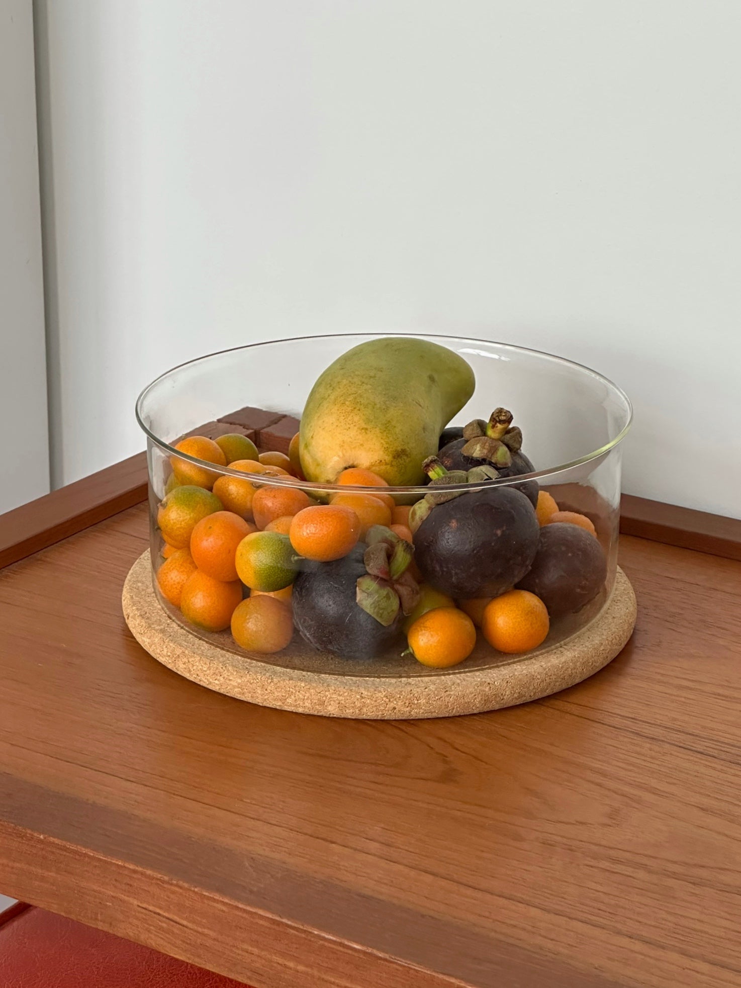 Cork & Glass Serving Bowl by Signe Persson-Melin for Boda Nova Sweden c. 1971