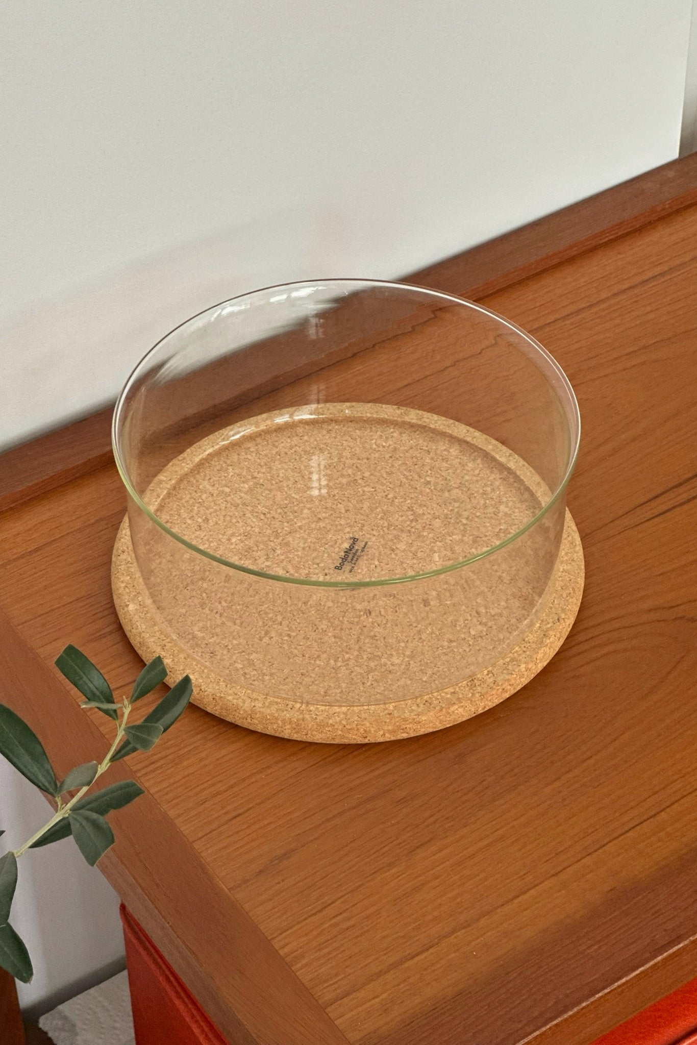 Cork & Glass Serving Bowl by Signe Persson-Melin for Boda Nova Sweden c. 1971