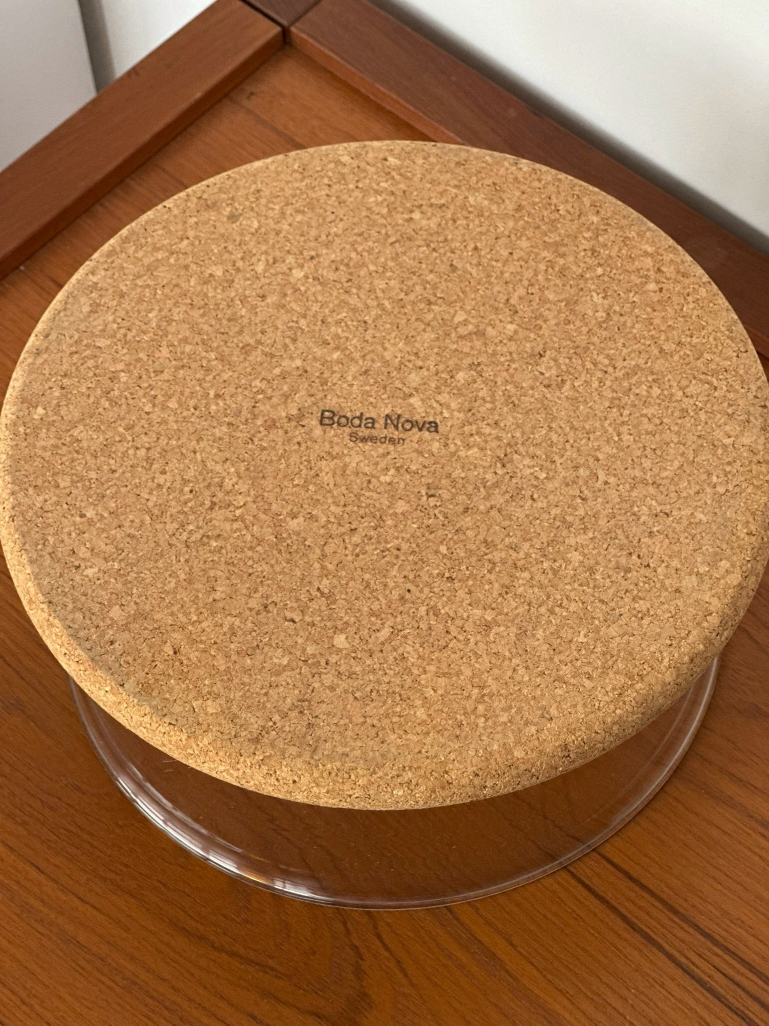 Cork & Glass Serving Bowl by Signe Persson-Melin for Boda Nova Sweden c. 1971