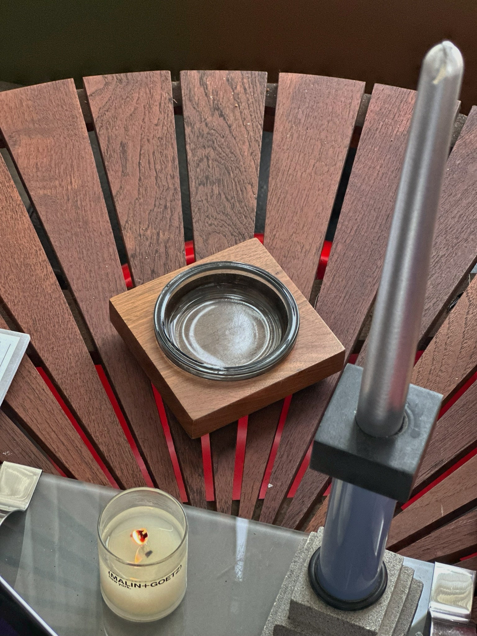 Wood & Smoked Glass Ashtray c. 1970
