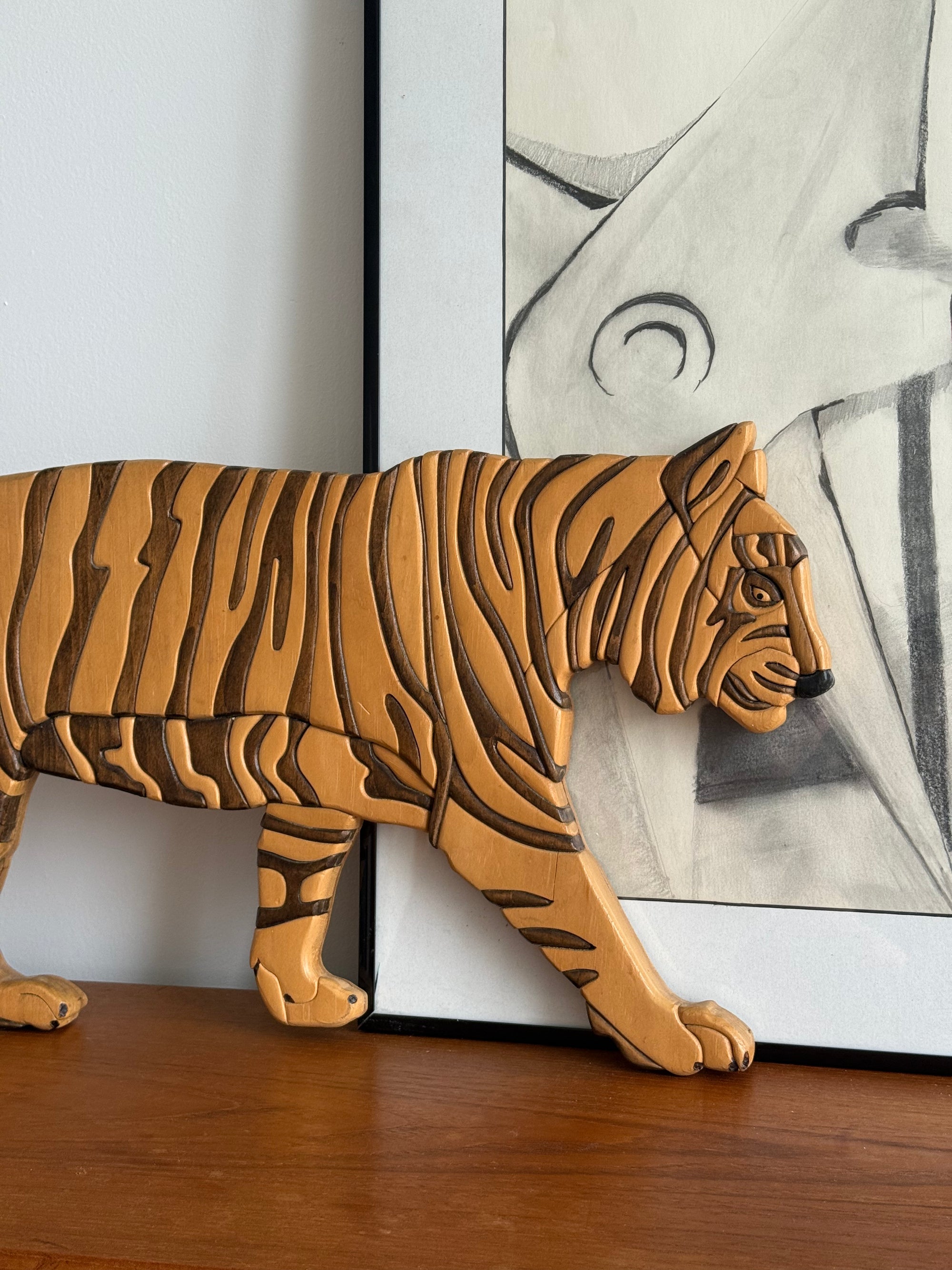 Wooden Intarsia Tiger