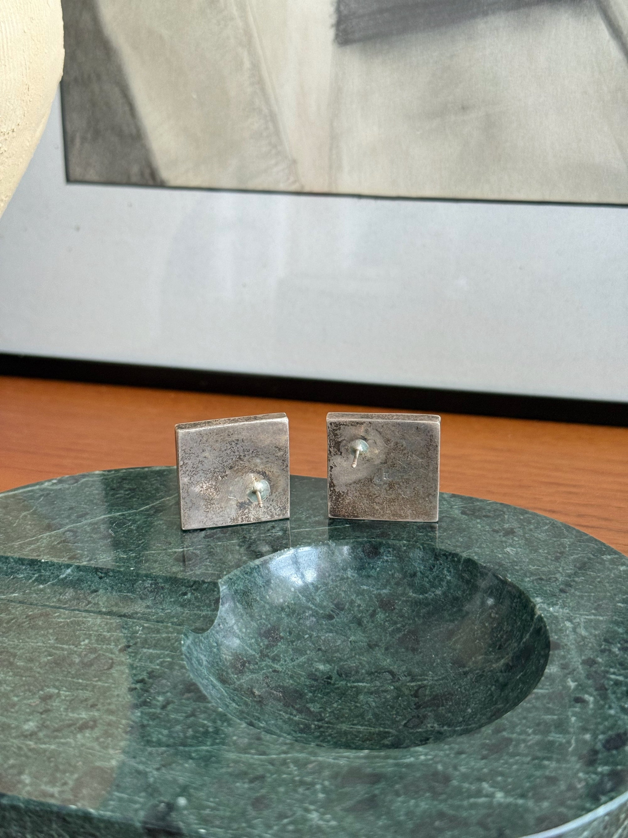 Modernist Square Sterling Earrings