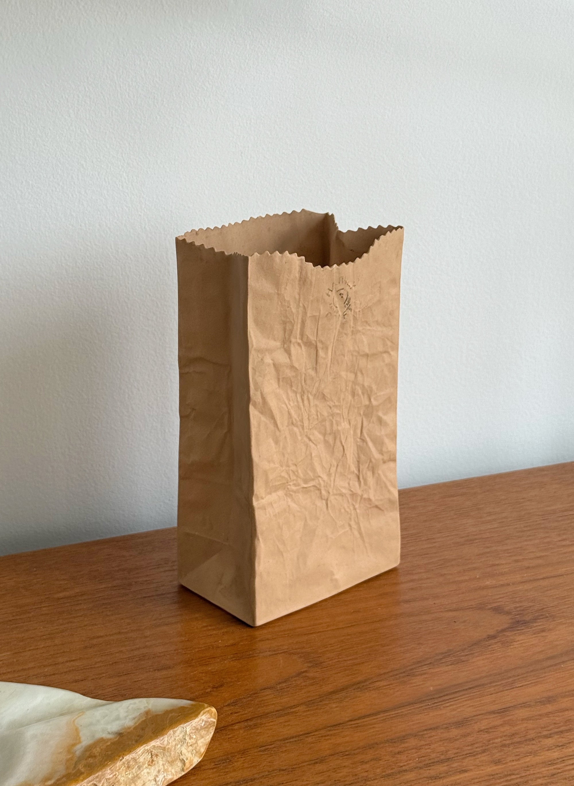 Paper Bag Trompe L'Oeil Ceramic Vase by Michel Harvey c.1970