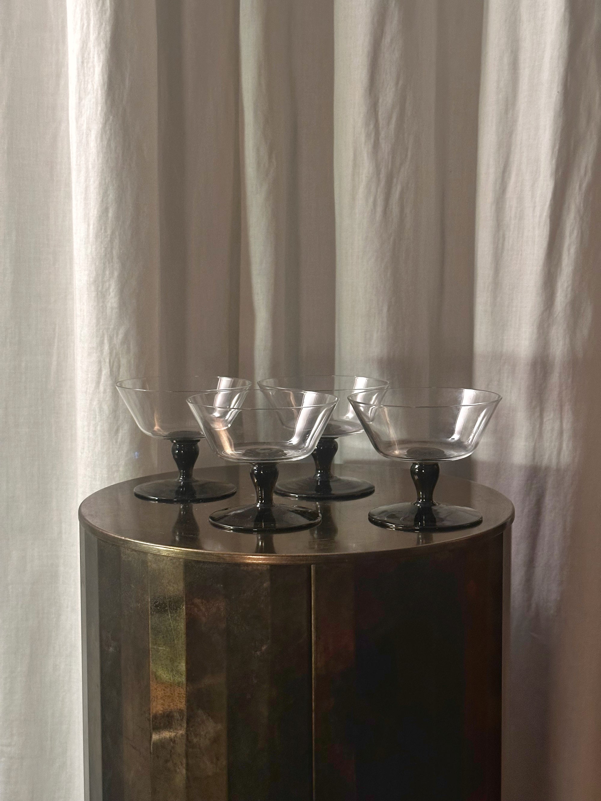 Smoked Coupe Glass Set of 4 c. 1970